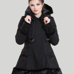 Hell Bunny Sarah Jane Goth Retro black faux fur Winter Jacket Coat